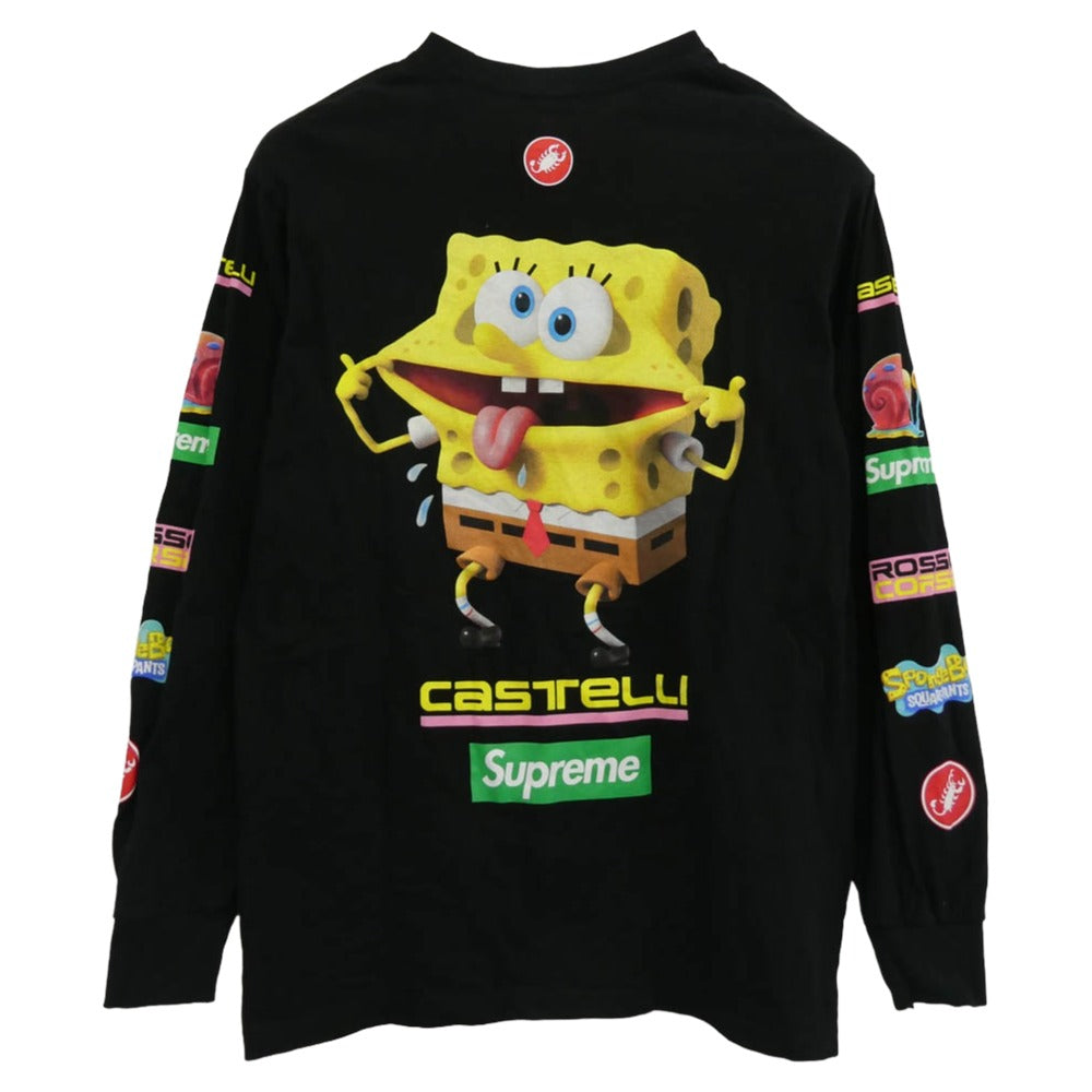 Supreme シュプリーム 25SS SpongeBob Castelli Racing L/S Tee スポンジボブ カステリ レーシング 長袖 Tシャツ ブラック系 M【中古】