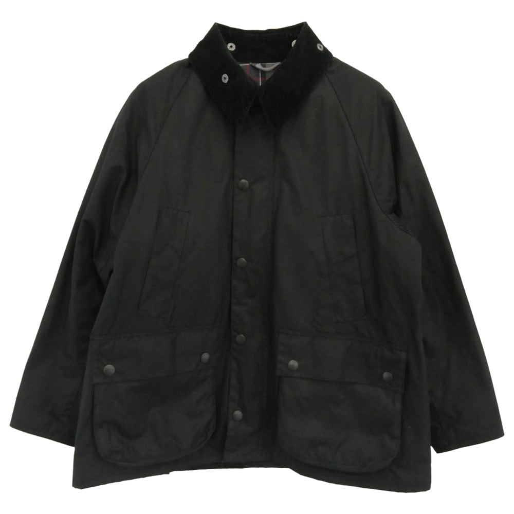 Barbour ブラックジャケット コーデュロイ襟 Barbour バブアー 3ワラント 黒タグ キルティング スタンドカラー 襟
