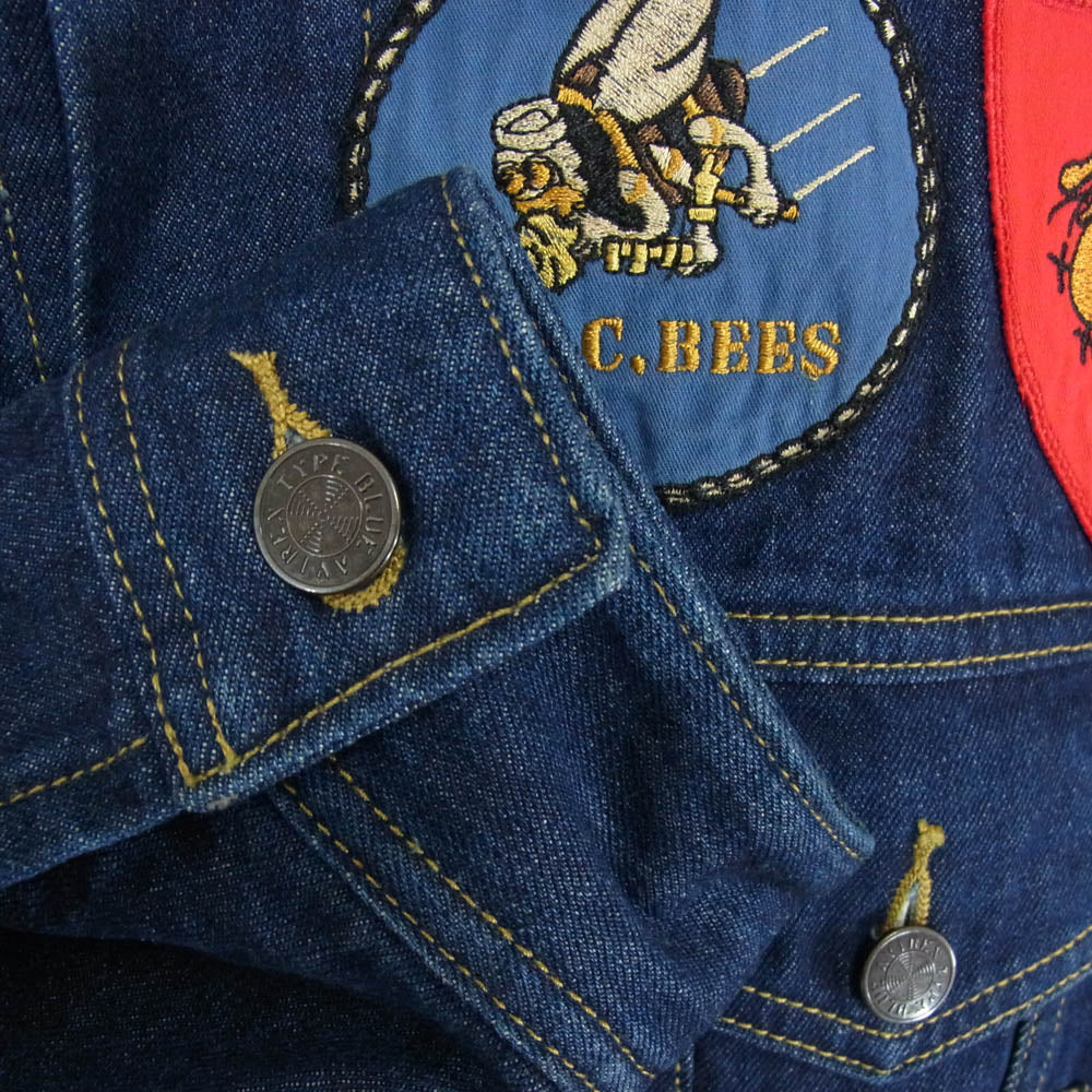 AVIREX アヴィレックス 6112113 TOP GUN DENIM JACKET TYPE BLUE トップガン デニム ジャケット インディゴブルー系 L【中古】