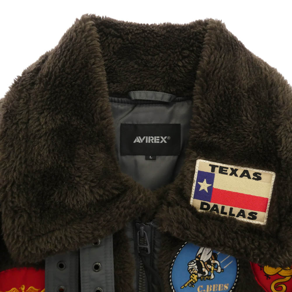 AVIREX アヴィレックス 6112177 TOP GUN RETRO BOA B-3 トップガン レトロ ボア フライト ジャケット ブラウン系 L【中古】