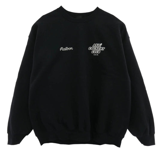 アンチカントリークラブトウキョウ ×MALBON マルボン クルーネック スウェット ブラック系 XL【中古】