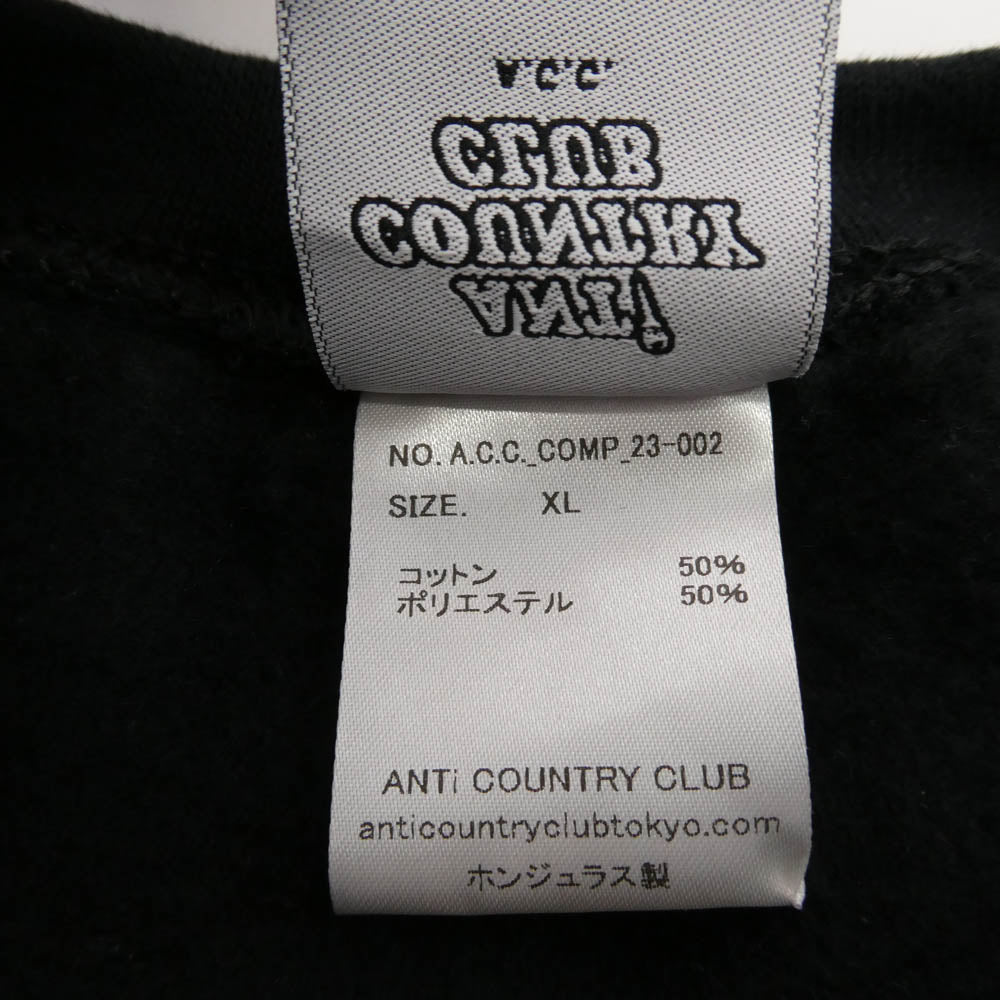アンチカントリークラブトウキョウ ×MALBON マルボン クルーネック スウェット ブラック系 XL【中古】