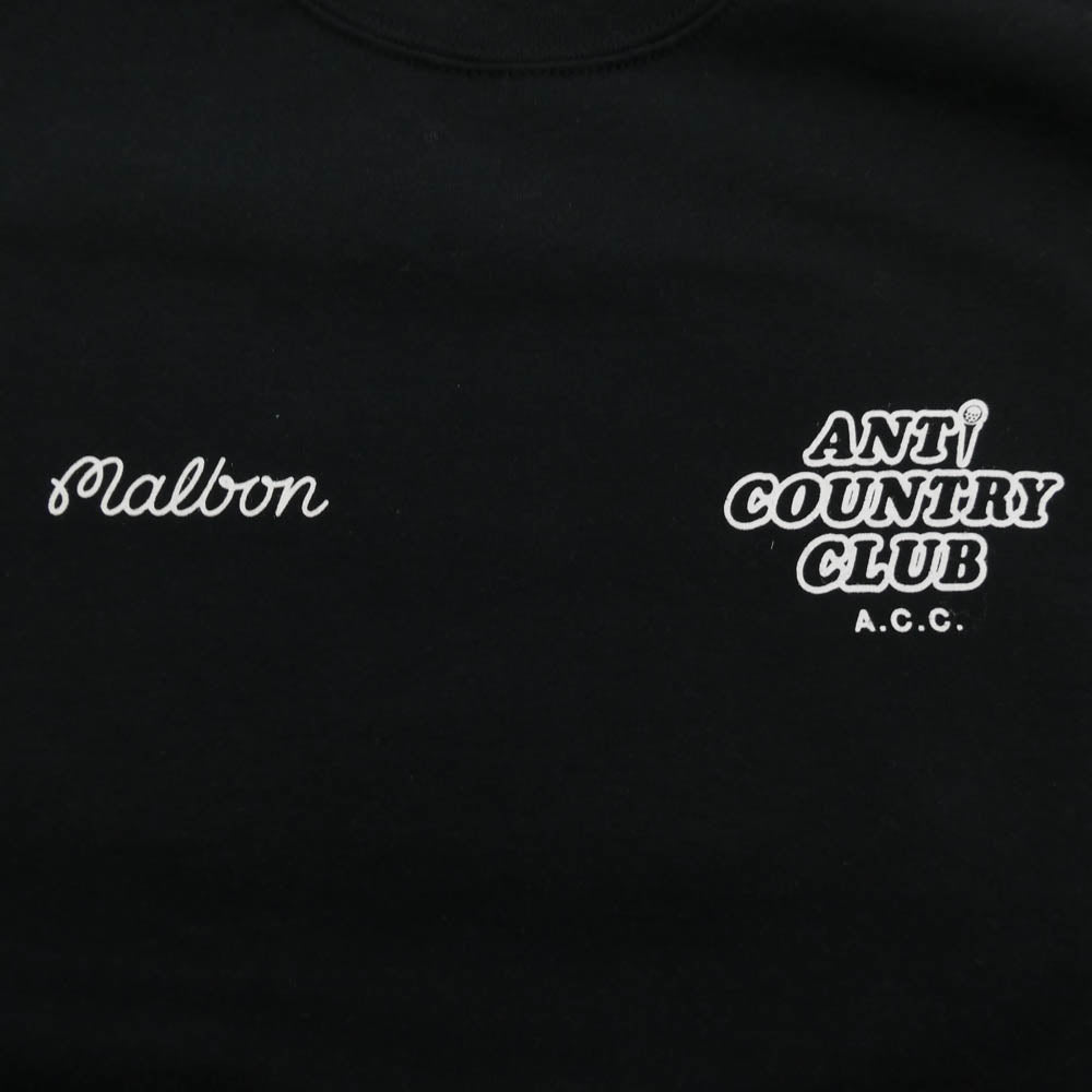 アンチカントリークラブトウキョウ ×MALBON マルボン クルーネック スウェット ブラック系 XL【中古】