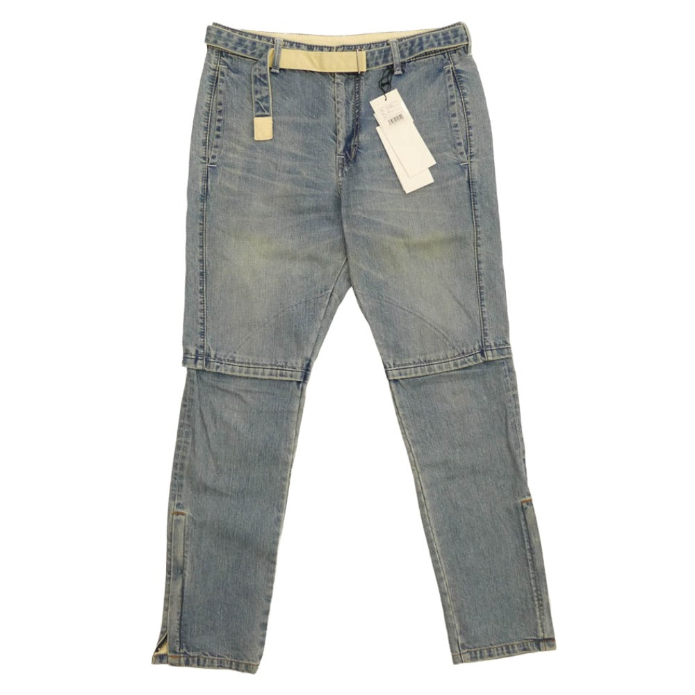 Sacai サカイ 19SS 19-01902M LAYERED DENIM PANT ベルテッド レイヤード デニムパンツ ブルー系 2【中古】