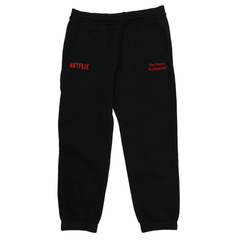 The Ennoy Professional ザ エンノイ プロフェッショナル 23AW AW23BRENPTNTL × Netflix ネットフリックス CITY FLEECE PANTS シティフリース スウェットパンツ ブラック系 L【中古】
