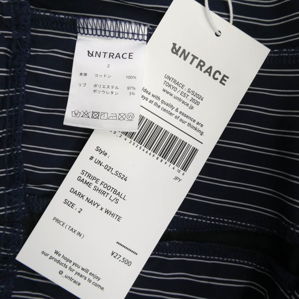 アントレース 24SS UN-021-SS24 STRIPE FOOTBALL GAME SHIRT ストライプ フットボール ゲーム シャツ ネイビー系 2【美品】【中古】