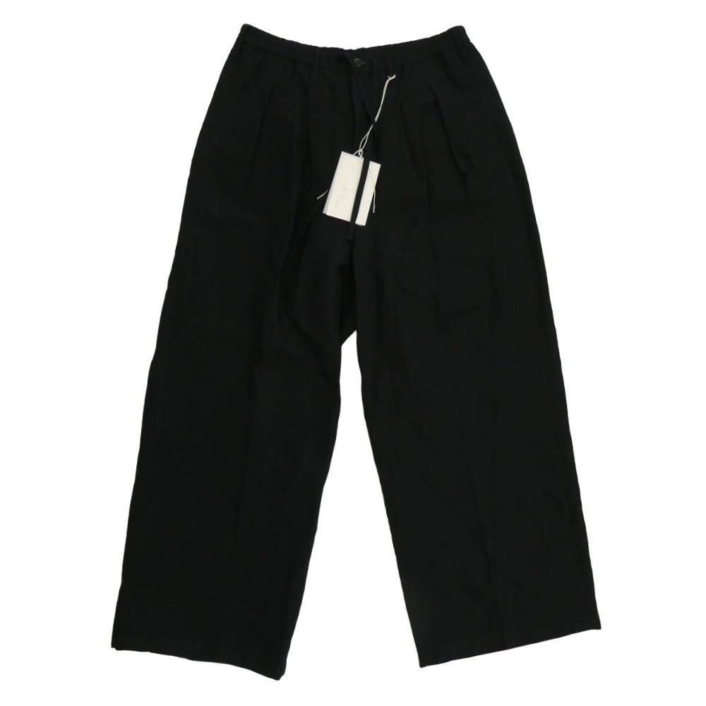 ANCELLM アンセルム 25SS ANC-PT62 W/L WIDE EASY TUCK SLACKS ウール リネン ワイド イージー タック スラックス ブラック系 2【中古】