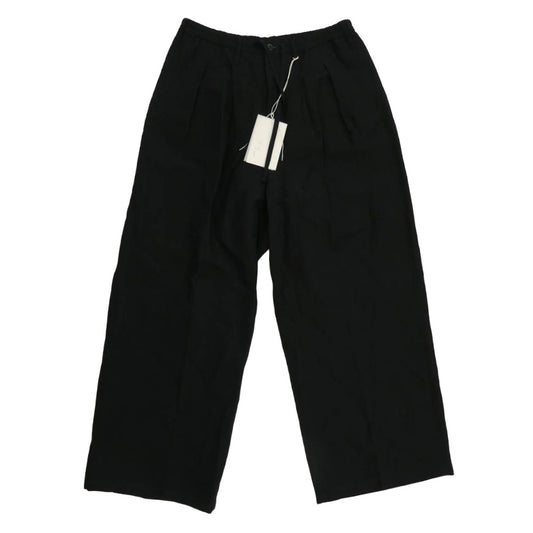 ANCELLM アンセルム 25SS ANC-PT62 W/L WIDE EASY TUCK SLACKS ウール リネン ワイド イージー タック スラックス ブラック系 2【中古】