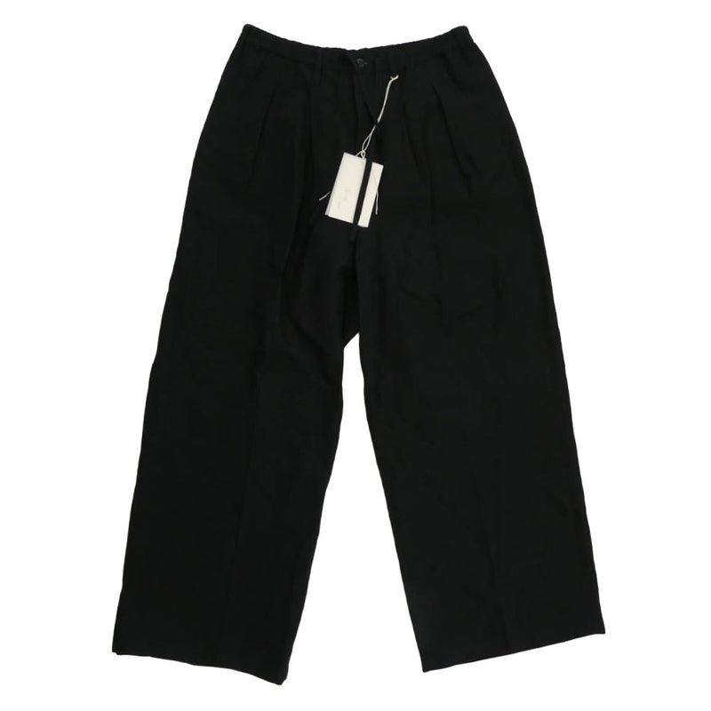 ANCELLM アンセルム 25SS ANC-PT62 W/L WIDE EASY TUCK SLACKS ウール リネン ワイド イージー タック スラックス ブラック系 2【中古】