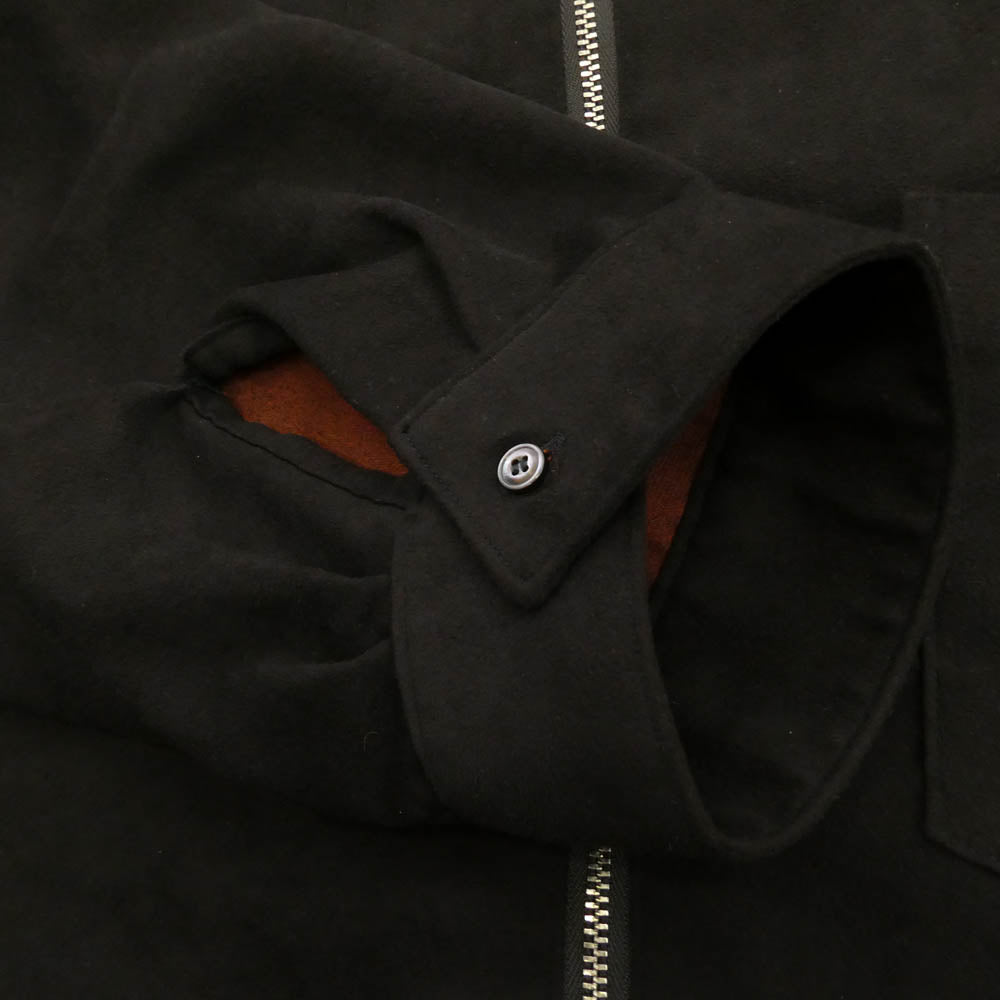 ANCELLM アンセルム ANC-SH43 VEGAN LEATHER SKIPPER LONG LS ZIP SHIRT ヴィーガン スエード レザー ハーフジップ シャツ ブラウン系 2【中古】