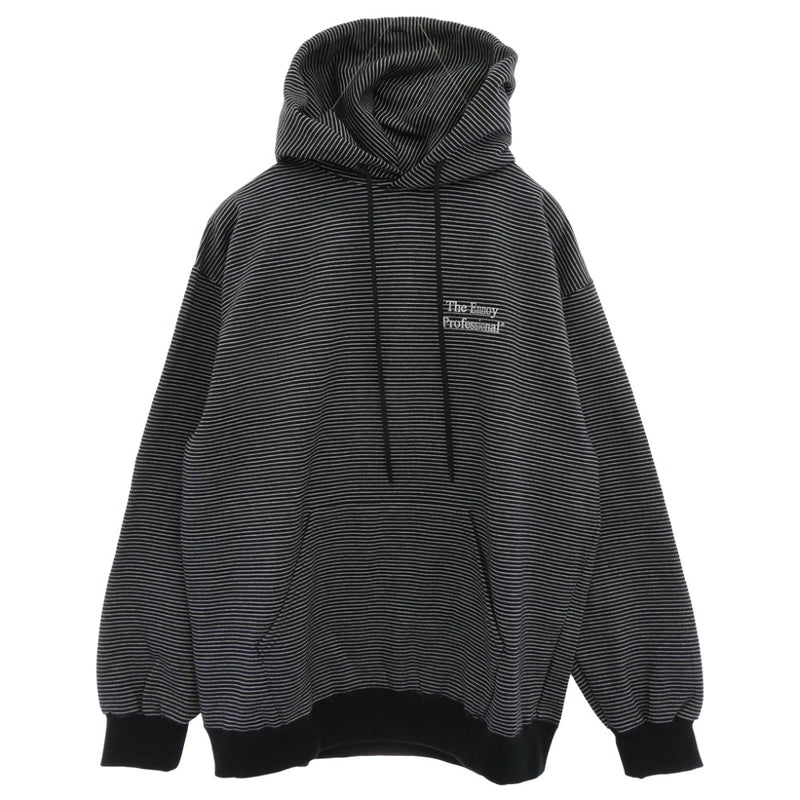 The Ennoy Professional ザ エンノイ プロフェッショナル 24AW AW24BRENCT02NTL Border Hoodie Sweat ボーダー スウェット フーディー プルオーバー パーカー ブラック系 L【中古】