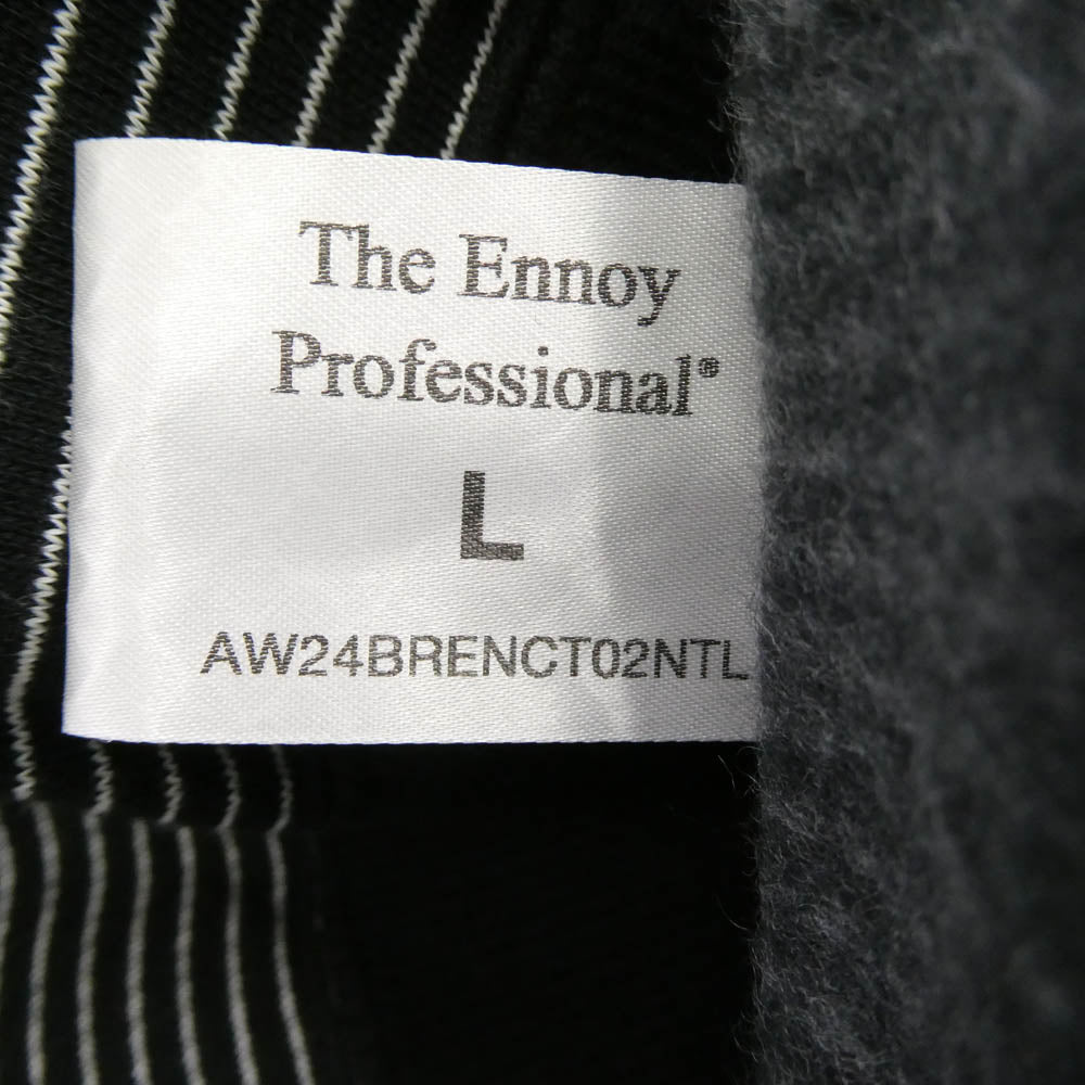 The Ennoy Professional ザ エンノイ プロフェッショナル 24AW AW24BRENCT02NTL Border Hoodie Sweat ボーダー スウェット フーディー プルオーバー パーカー ブラック系 L【中古】