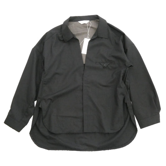 ANCELLM アンセルム 25AW ANC-SH71-B WASH WOOL LONG SHIRT ウォッシュ ウール ロング シャツ ブラック系 2【美品】【中古】