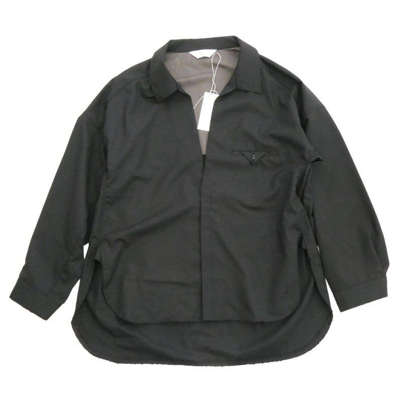 ANCELLM アンセルム 25AW ANC-SH71-B WASH WOOL LONG SHIRT ウォッシュ ウール ロング シャツ ブラック系 2【美品】【中古】