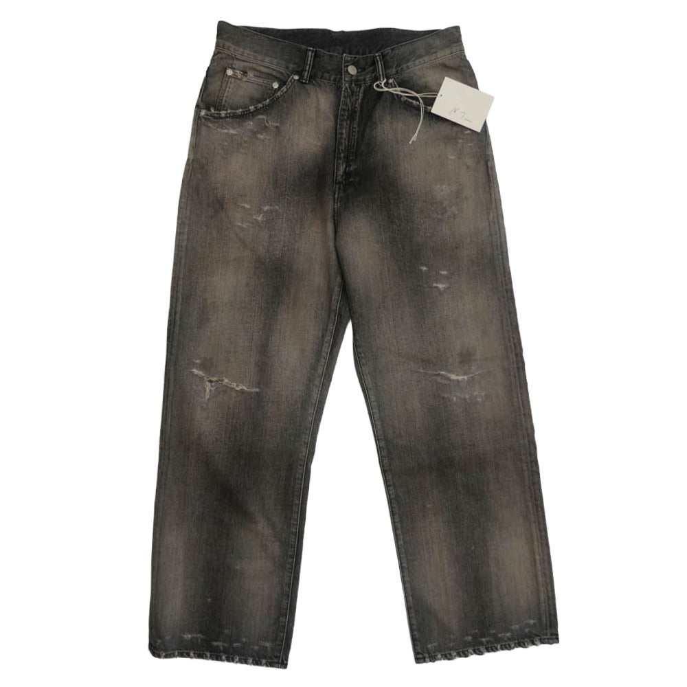 ANCELLM アンセルム 24AW ANC-PT58 P/DAMAGE DENIM STRAIGHT 5P PANTS ダメージ加工 ストレート デニムパンツ ブラック系 3【美品】【中古】