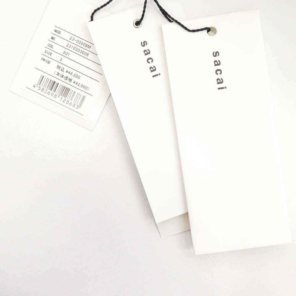 Sacai サカイ 23SS 23-03008M コットンポプリン ストライプ フロントジップ 長袖 シャツ ブルー系 3【中古】