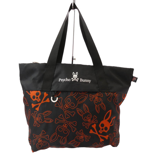 サイコバニー 総柄 ゴルフ トート バッグ ブラック系 オレンジ系【中古】