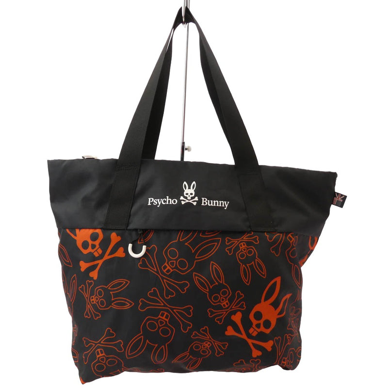 サイコバニー 総柄 ゴルフ トート バッグ ブラック系 オレンジ系【中古】