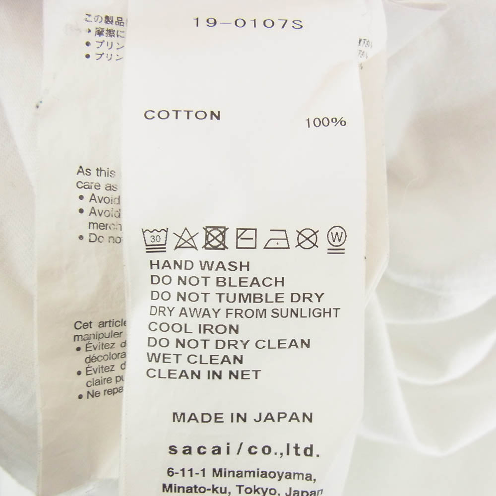 Sacai サカイ 19-0107S The Big Lebowski LETS GO BOWLING ビッグリボウスキ バックプリント 半袖 Tシャツ ホワイト系 2【中古】