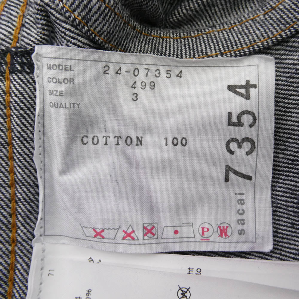 Sacai サカイ 24AW 24-07354 Denim Jacket スリットデザイン 立体 デニムジャケット インディゴブルー系 3【中古】