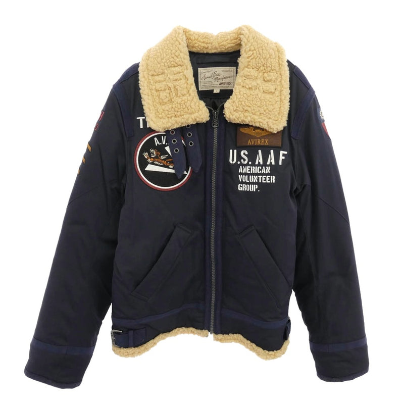AVIREX アヴィレックス 6192213 PADDING B-3 AAF JACKET 襟ボア ワッペン フライトジャケット ネイビー系 L【中古】