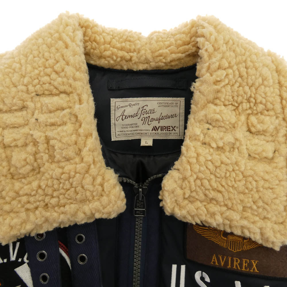 AVIREX アヴィレックス 6192213 PADDING B-3 AAF JACKET 襟ボア ワッペン フライトジャケット ネイビー系 L【中古】