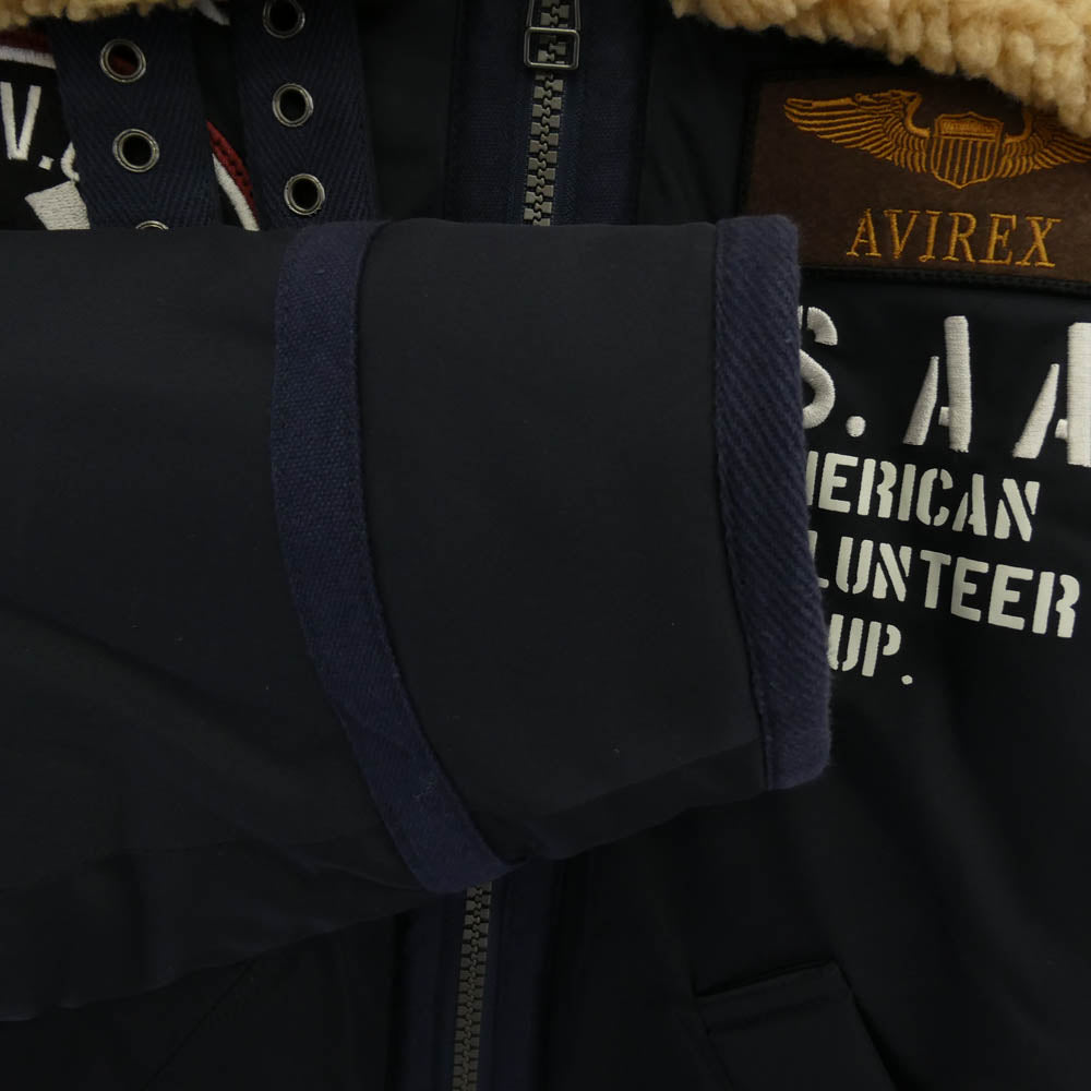 AVIREX アヴィレックス 6192213 PADDING B-3 AAF JACKET 襟ボア ワッペン フライトジャケット ネイビー系 L【中古】