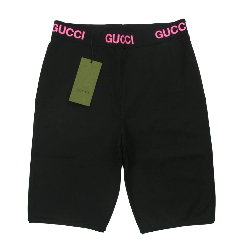 GUCCI グッチ 688421 XJDS5 イタリア製 ロゴリブ テクニカル ジャージー バイカー ショート パンツ ブラック系 M【極上美品】【中古】