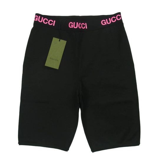 GUCCI グッチ 688421 XJDS5 イタリア製 ロゴリブ テクニカル ジャージー バイカー ショート パンツ ブラック系 M【極上美品】【中古】