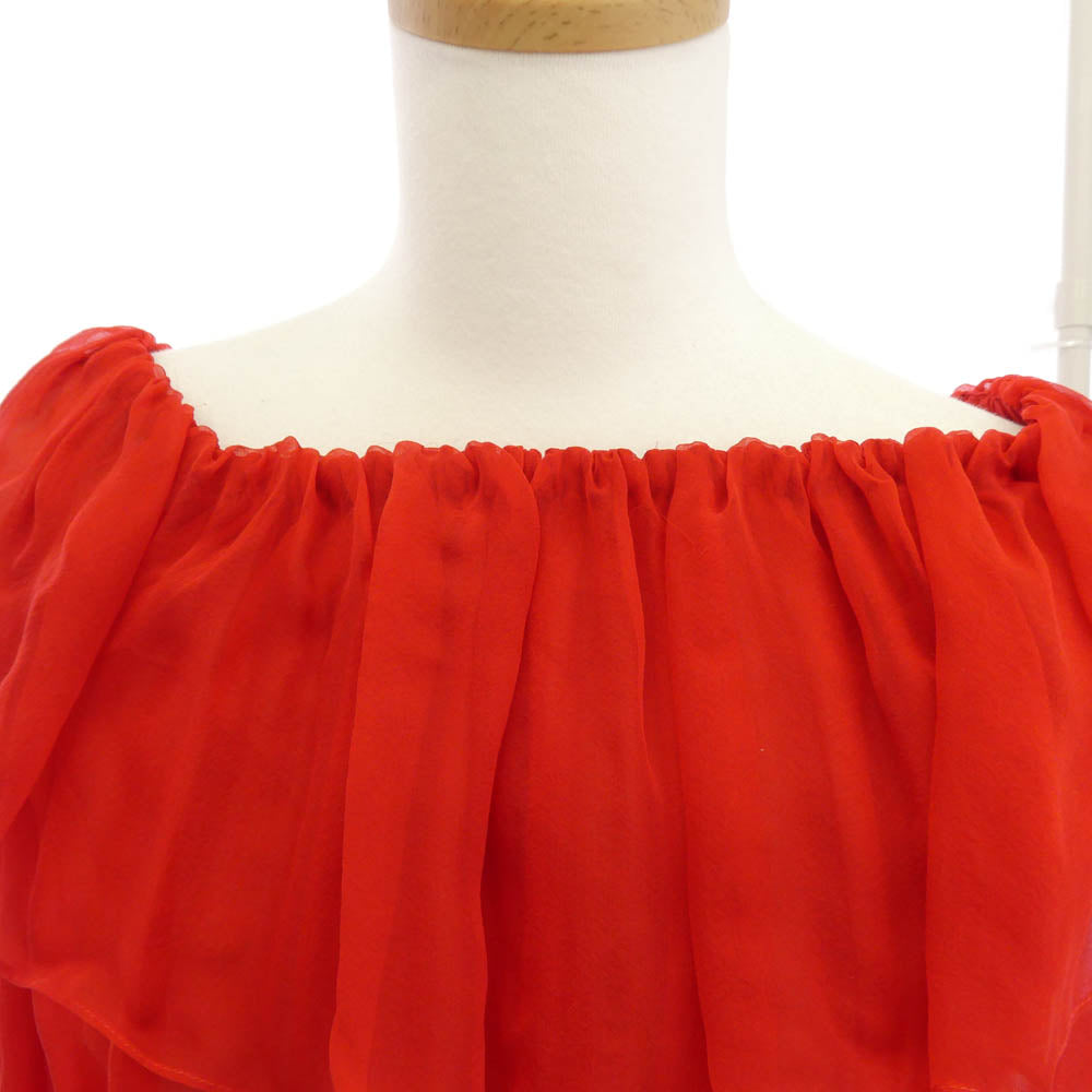 GUCCI グッチ 730915 ZHS57 イタリア製 シルクシフォン ドレス ワンピース レッド系 36【極上美品】【中古】