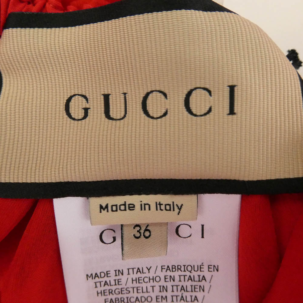 GUCCI グッチ 730915 ZHS57 イタリア製 シルクシフォン ドレス ワンピース レッド系 36【極上美品】【中古】