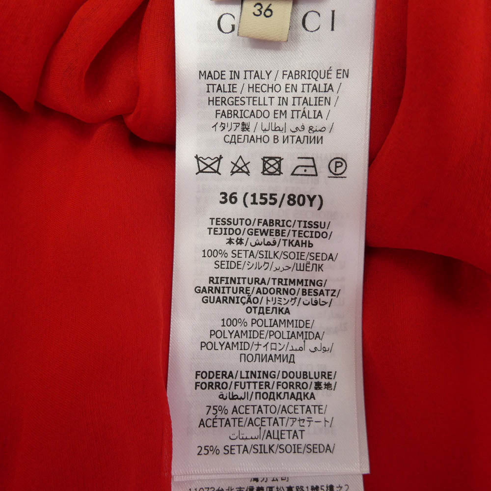 GUCCI グッチ 730915 ZHS57 イタリア製 シルクシフォン ドレス ワンピース レッド系 36【極上美品】【中古】