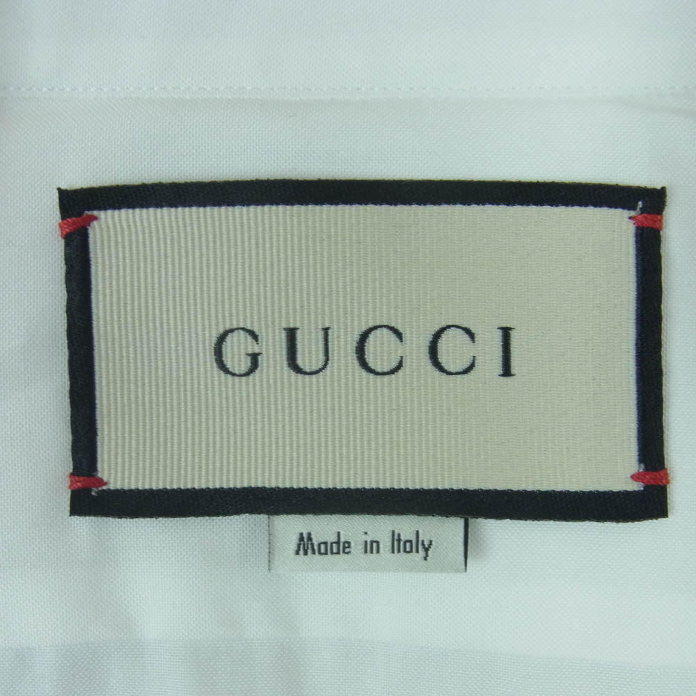 GUCCI グッチ 523500 Z341L イタリア製 シンボルズ マルチエンブロイダリー 長袖 シャツ ドレスシャツ ホワイト系 14.5【極上美品】【中古】