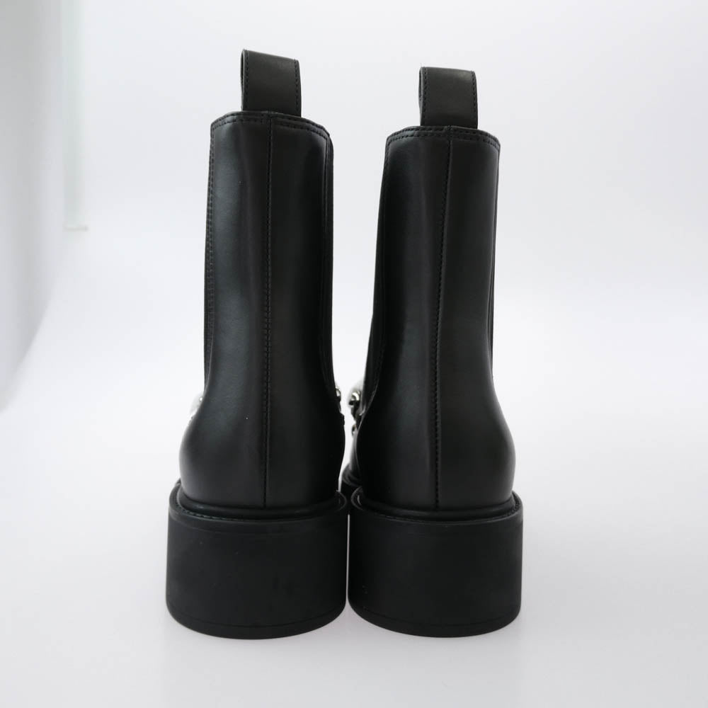 GUCCI グッチ 670393 ホースビット チェーン装飾 サイドゴア チェルシーブーツ ブラック系 34.5【新古品】【未使用】【中古】