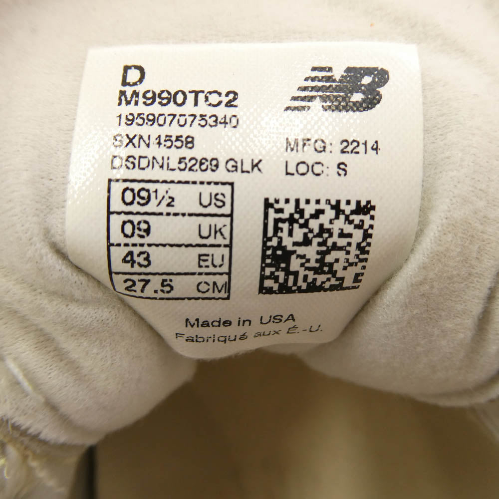 NEW BALANCE ニューバランス M990TC2 990V2 Sea Salt Made in USA シーソルト スニーカー ホワイト系 27.5cm【中古】