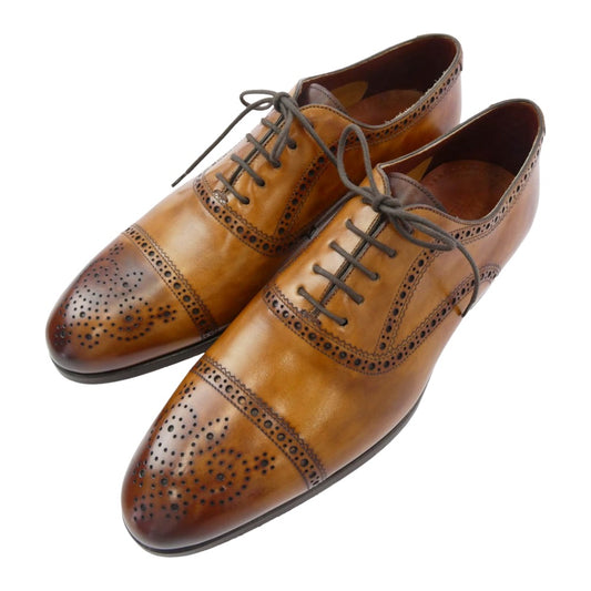 マグナーニ Selection 29902 セレクションライン ブローグ ステッチキャップトゥ レザー シューズ コニャック ライトブラウン系 43【極上美品】【中古】