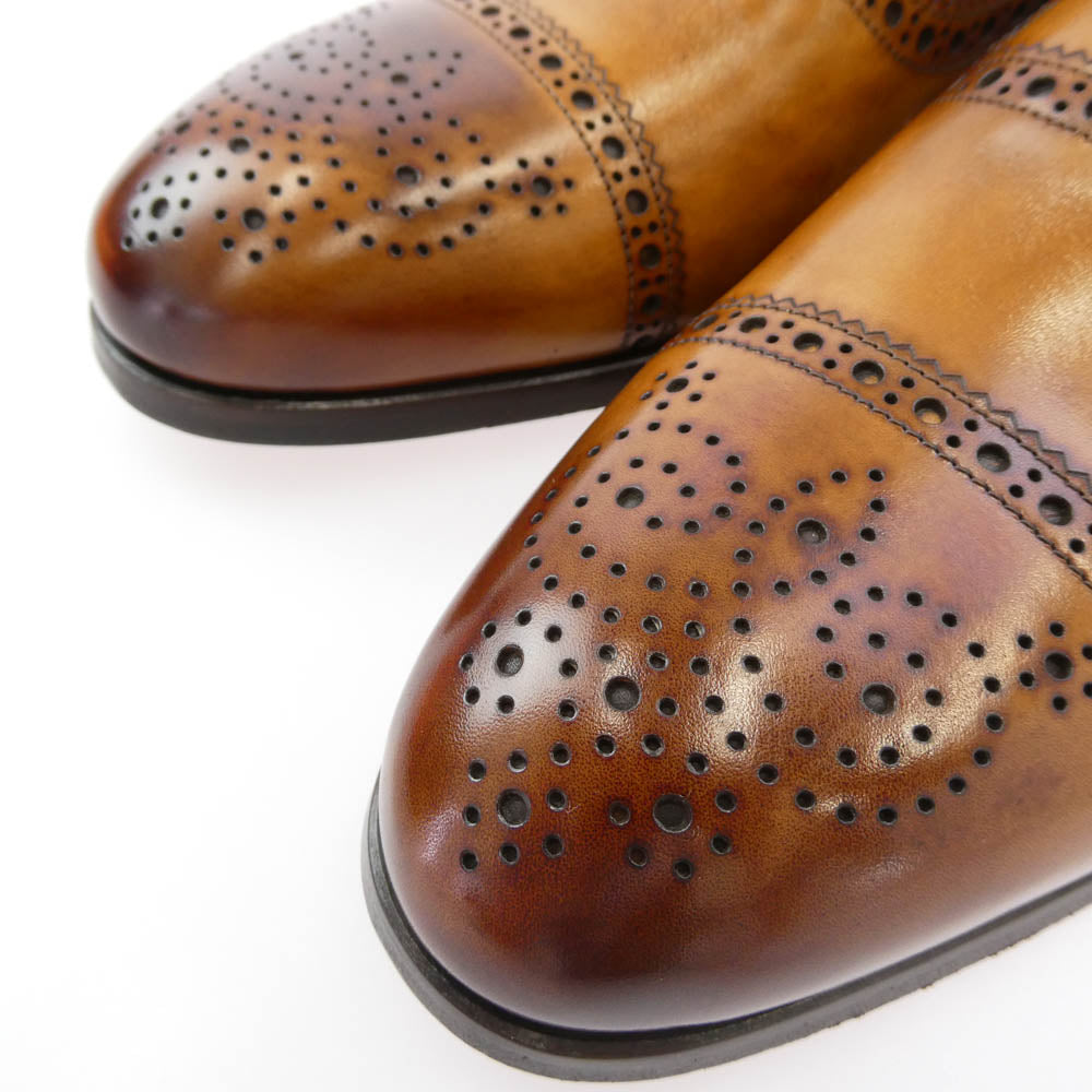 マグナーニ Selection 29902 セレクションライン ブローグ ステッチキャップトゥ レザー シューズ コニャック ライトブラウン系 43【極上美品】【中古】