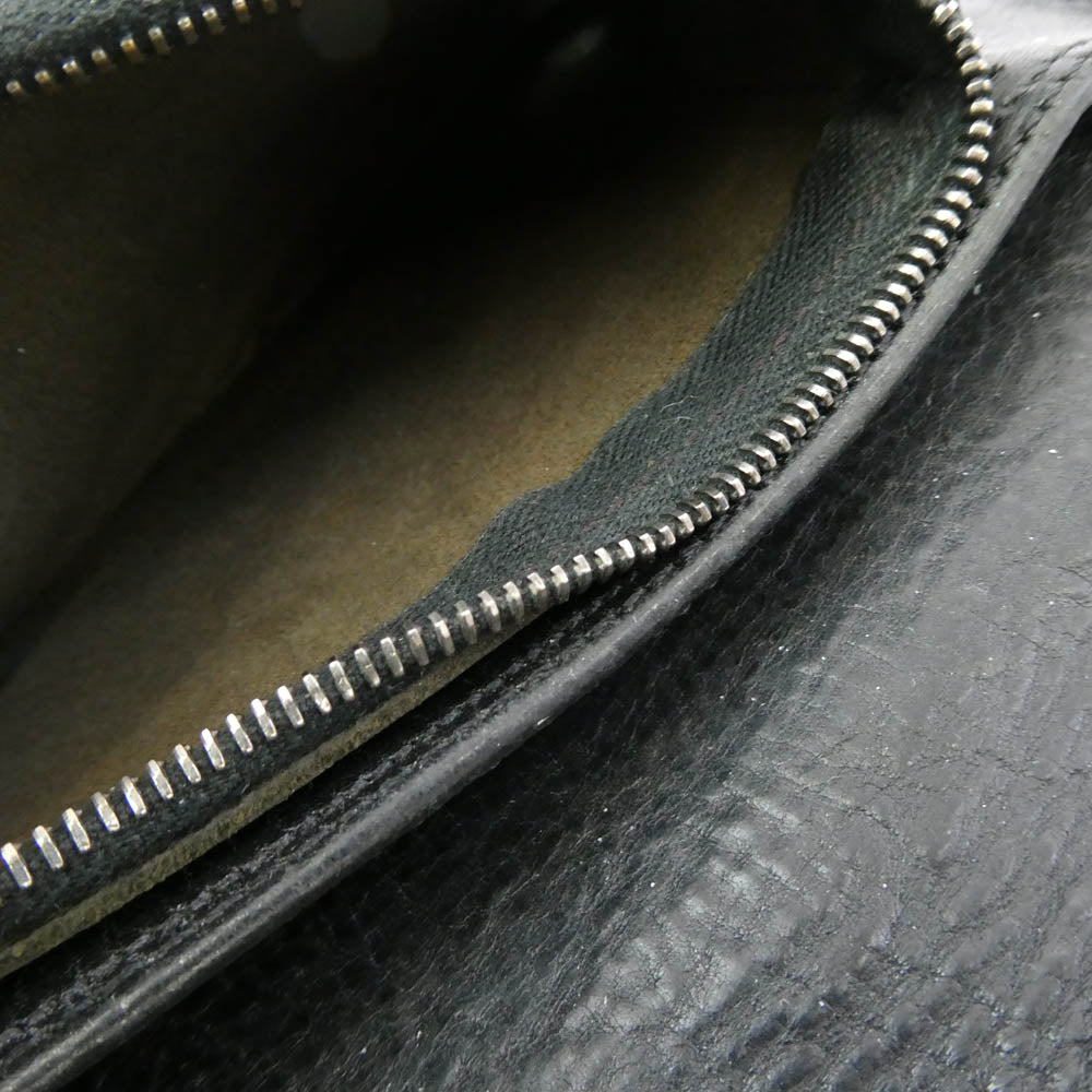 CHROME HEARTS クロムハーツ（原本無） 2ZIP STRAP レザーコードストラップ付 クロスボール 2ジップ レザー ウォレット 財布 ブラック系【中古】