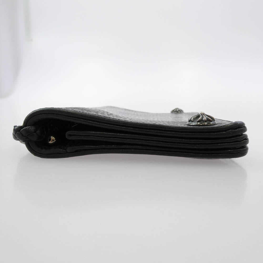 CHROME HEARTS クロムハーツ（原本無） 2ZIP STRAP レザーコードストラップ付 クロスボール 2ジップ レザー ウォレット 財布 ブラック系【中古】