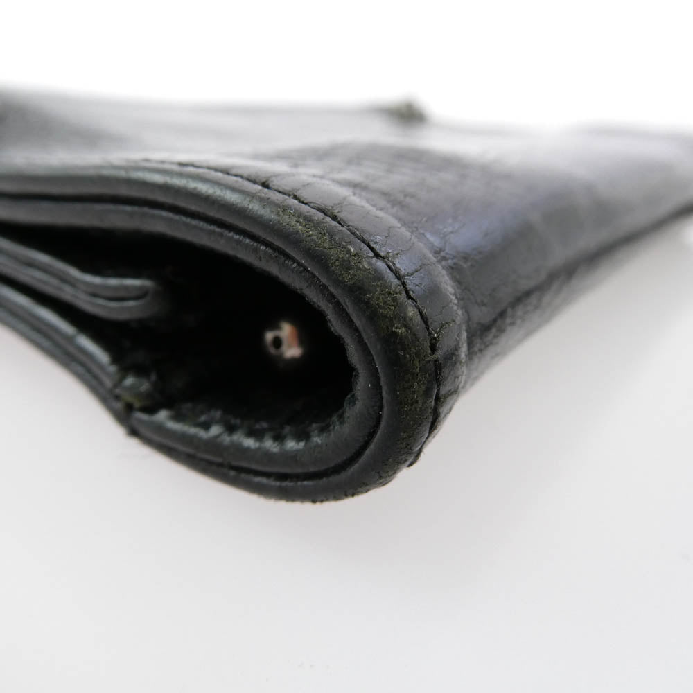 CHROME HEARTS クロムハーツ（原本無） 2ZIP STRAP レザーコードストラップ付 クロスボール 2ジップ レザー ウォレット 財布 ブラック系【中古】