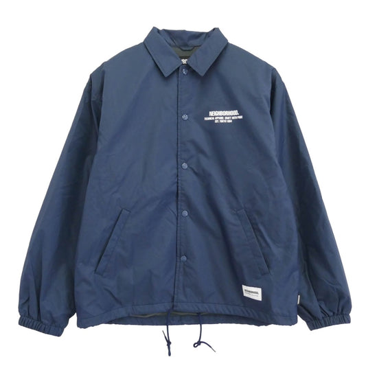 NEIGHBORHOOD ネイバーフッド 23AW 232TSNH-JKM01 WINDBREAKER JACKET ロゴプリント ウィンドブレーカー コーチジャケット ネイビー系 M【中古】