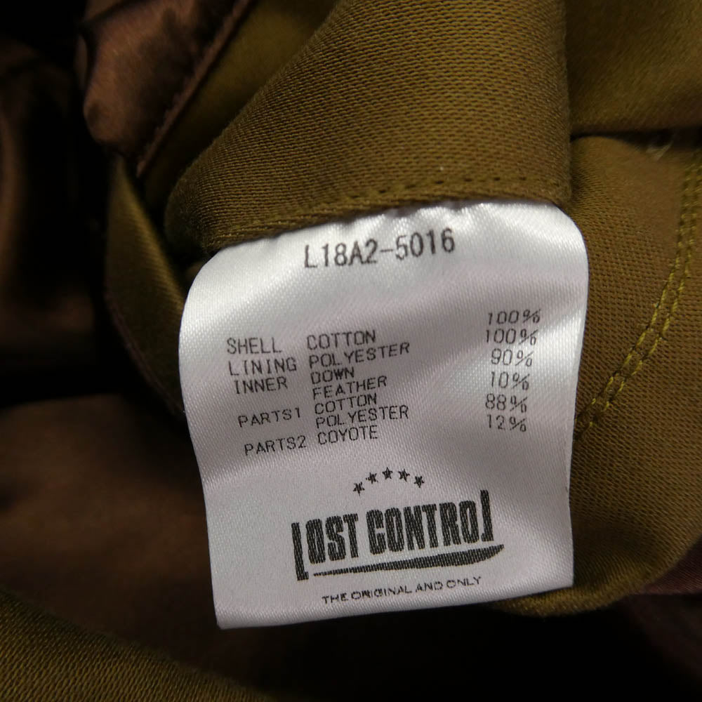 LOST CONTROL ロストコントロール L18A2-5016 Siberian Fur Down Coat シベリアン ファー ダウンコート ミリタリージャケット ブラウン系 36【中古】