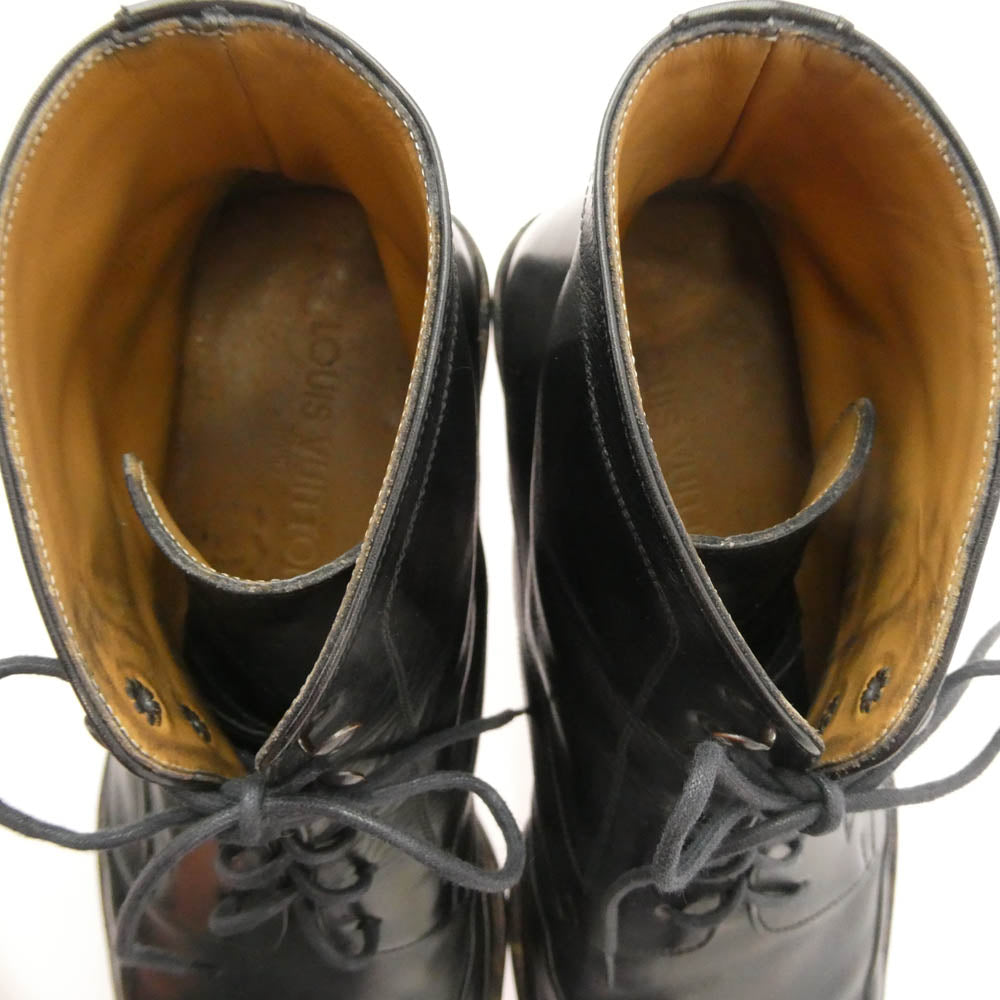 LOUIS VUITTON ルイ・ヴィトン ST0072 レザー レースアップ ブーツ ブラック系 7【中古】