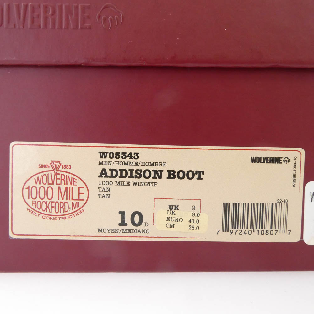 WOLVERINE ウルヴァリン WO5343 1000MILE ADDISON BOOTS 1000マイル アディソン ブーツ ブラウン系 10D【中古】