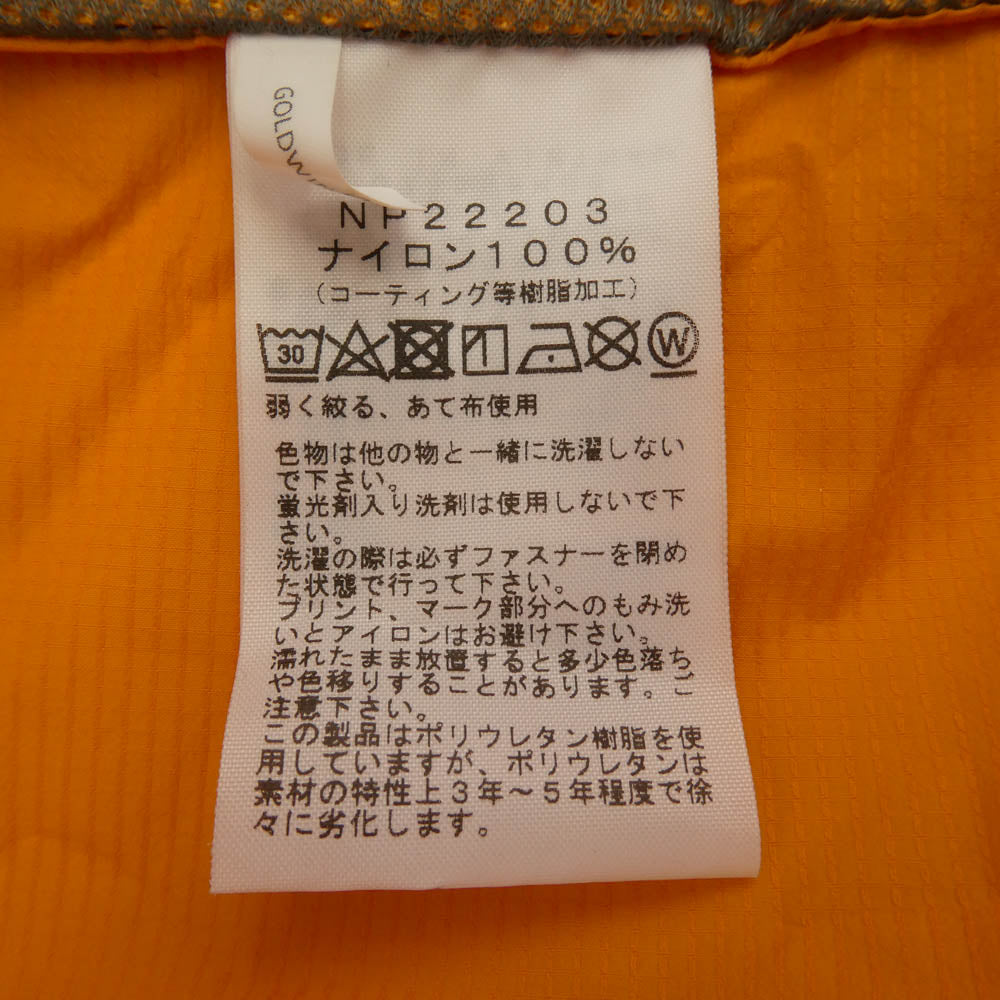 THE NORTH FACE ノースフェイス NP22203 SWALLOWTAIL JACKET スワローテイル ジャケット ナイロンジャケット オレンジ系 L【中古】