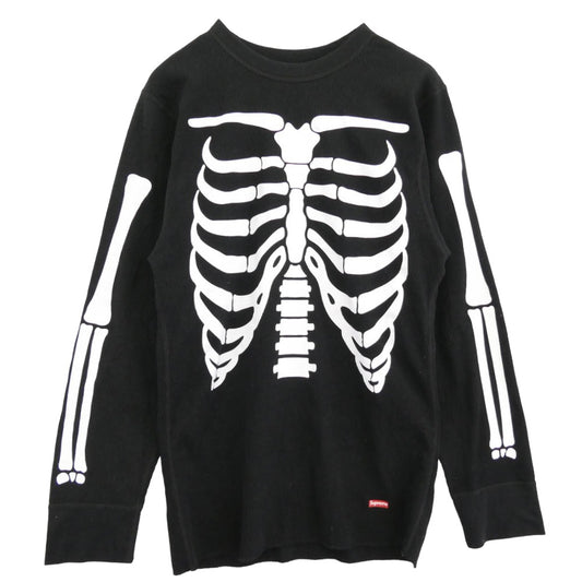 Supreme シュプリーム 25AW Hanes Bones Thermal Crew ヘインズ サーマル クルーネック 長袖 Tシャツ カットソー ブラック系 L【美品】【中古】