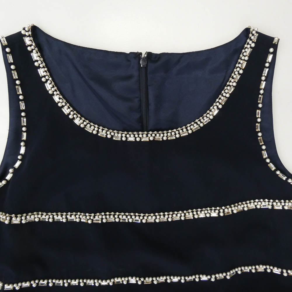 ジャスグリッティー ノースリーブ ビジュー ワンピース ネイビー ネイビー系 2【美品】【中古】