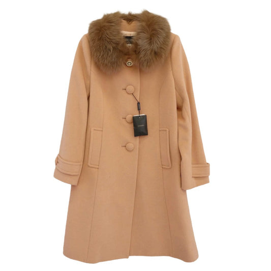 ジャスグリッティー ファー付き アンゴラ ウール コート ピンク系 2【極上美品】【中古】