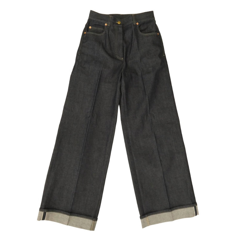 GUCCI グッチ 689097 XDBW2 ホースビット バギー ワイド デニム パンツ インディゴブルー系 27【美品】【中古】