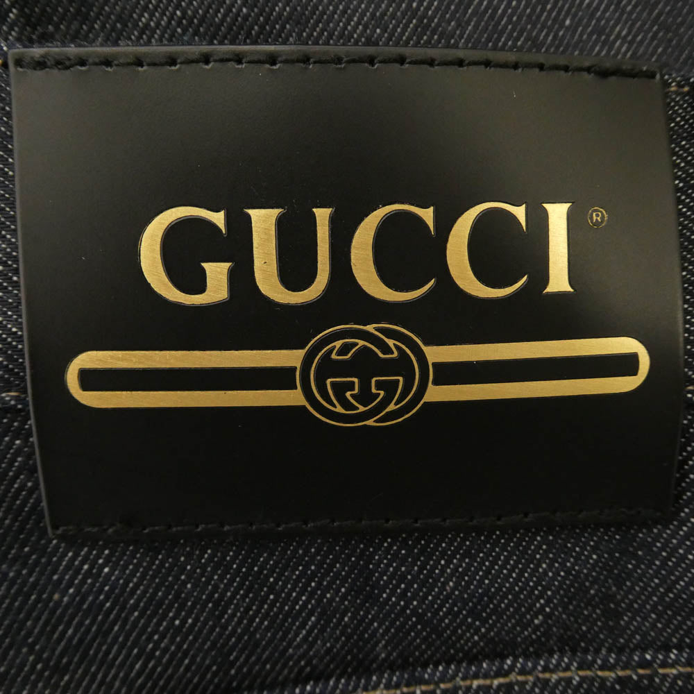 GUCCI グッチ 689097 XDBW2 ホースビット バギー ワイド デニム パンツ インディゴブルー系 27【美品】【中古】